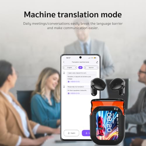 NE20 Earbuds, NE20 Translation Earbud, 6 Translation Modes, LCD Touch Screen, 60H Playtime, HiFi Sound, 135 Languages AI Translation Earbuds Real Time for Travel, Business (Black)