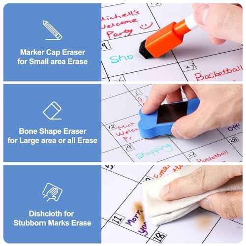 3 Pack Dry Erase Magnetic Calendar for Refrigerator - Monthly & Weekly & Daily Planner Magnet Whiteboard for Fridge Wall - Shopping, Meal/Menu, to Do List, Family Schedule Planning Board (9CO-3RIZH)