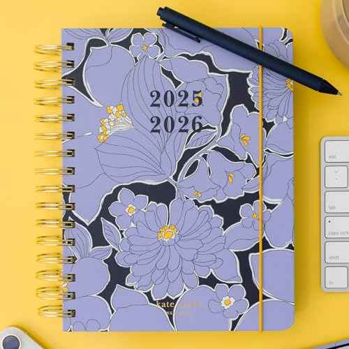 kate spade new york Daily Planner 2025-2026 Large Agenda August 2025-December 2026, Hardcover Weekly and Monthly Spiral Planner with Stickers (Coastal Garden)