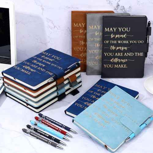 Booson 20 Pcs Employee Appreciation Gifts Bulk Thank You Leather Journals Inspirational Ballpoint Pens Motivational Notebooks for Team Nurses Volunteers Retirement Coworker Leaving Gifts (Classic)