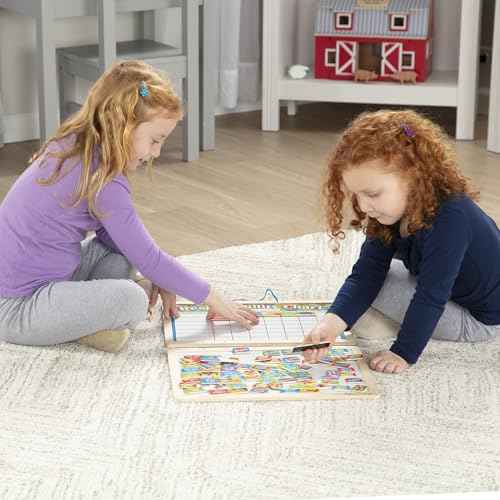 Melissa & Doug Magnetic Wooden Responsibility Chart Toddler Routine, Kids Reward Board, Chores Chart, Responsibility Tool for Kids Ages 3+
