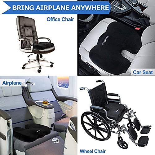 SnugPad Memory Foam Seat Cushion, for Sciatica, Back, Hip, and Tailbone Pain Relief, Firm Comfortable, Support for Office Chair, Wheelchair, Car. Non-Slip Orthopedic Memory Foam Coccyx Cushion 2 Pk