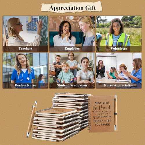 32 Pack Spiral Notebooks Sets Employee Appreciation Gifts Bulk Inspirational Journals with Motivational Pens Encouragement Notepad Thank You Gift for Team Staff Teacher Coworker