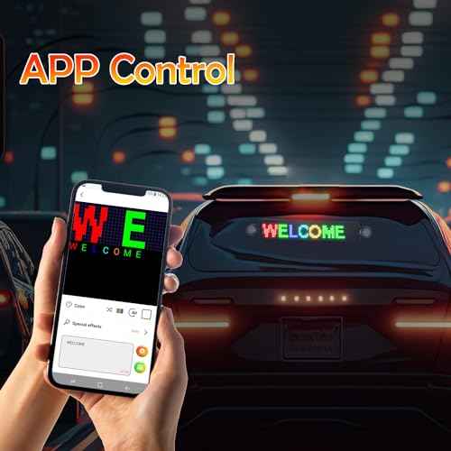 Leadleds Scrolling Led Sign, USB 5V Led Car Sign Bluetooth App Control Custom Text Animation Graffiti Programmable LED Display for Car Store Bar Business(RGB)