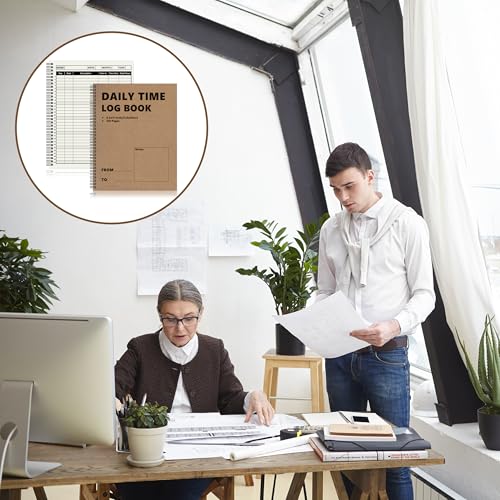 3 Pack Daily Time Sheet Log Book 8.5x11 Office Work Hours Tracking Spiral