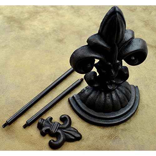 Lulu Decor, Fleur De Lis Door Stop with Handle (Antique Black Rod)