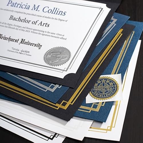 PaperDirect Foil Elegance Specialty Certificates, 50 Sheets of 38lb White Paper, 8¨ö" x 11", Double Green Foil Border, Perfect for Awards, Students, Employees, Volunteers, Course Completion, Diplomas