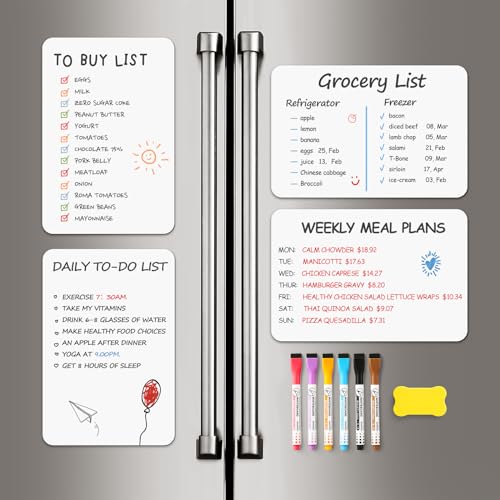 VITEVER 2 Pack Magnetic Dry Erase Boards for Fridge 12x8 inch with Markers & Eraser
