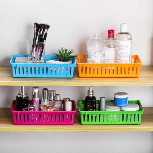 16 Pack Classroom Plastic Storage Baskets, Small Organizer Trays for School & Home