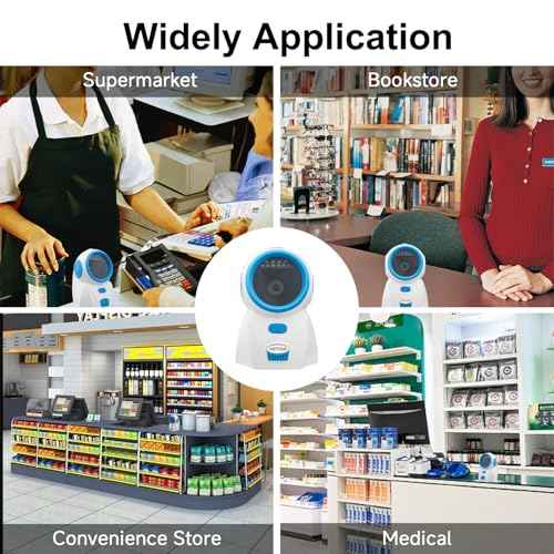 VOTTAN Desktop Barcode Scanner, Hands-Free QR 1D 2D Wired USB Omnidirectional Bar Code Scanner Screen Automatic Scanning Platform Scanner for POS Cash Register (White)