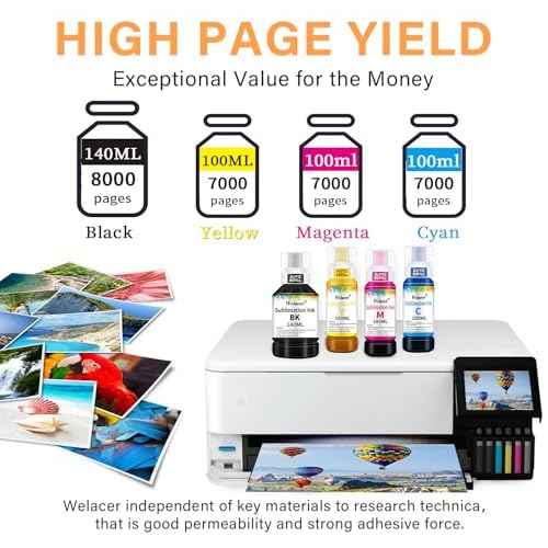 Sublimation Ink 440ML Autofill Bottles Refill for ET-2800 ET2400 ET-15000 ET-2803 ET-2850 ET2720 ET2760 ET2750 ET4800 etc.High-Yield Inkjet Printers Heat Press Transfer on Mugs