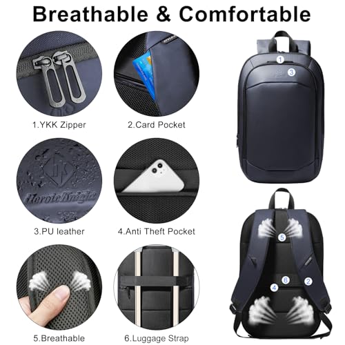 Slim Laptop Backpack for Men,Waterproof Expandable High Tech Business Work Backpack for Men and Women,15.6 Inch Lightweght Anti-theft Travel Backpack Durable College Casual Daypack Computer Laptop Bag