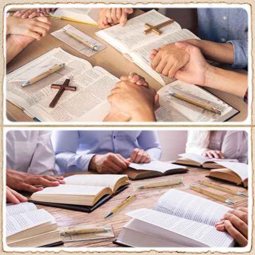 200 Sets Clergy Appreciation Day Gift Christian Religious Bookmarks Bible Verse Bamboo Pens 2'' x 6'' Emergency Numbers Scripture Bookmarks Bulk Religious Feast of The Assumption Favors