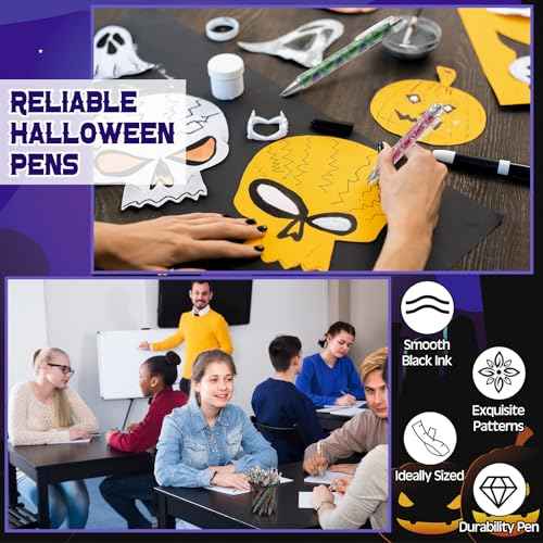 150 Pcs Halloween Pens Bulk Ghost Holiday Novelty Pens 0.5 mm Retractable Black Ink Decorative for Office School Party Favor Supplies Women Gift