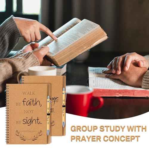 40 Pcs Christian Gift Bulk Spiral Notebook Bible Pen Christmas Party Favor 5.5"x8.3" Journal Prayer Pen Religious Gifts for Staffs Coworkers Teachers Church Pastor Wife