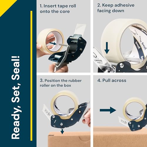 Excell RTS-82891 Low Noise Packing Tape Dispenser, Tape Gun Fit 2 Inch Wide Tape 3 Inch Core for Carton, Packaging and Box Sealing - 2Pack