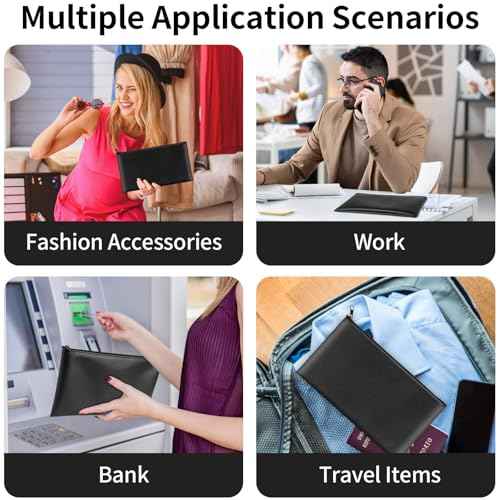 2 Pack Money Bags with Zipper, 11x6.1 Inch PU Leather Cash Pouch, Secure Bank Bag for Coins, Bills, Checks, Invoices, Cosmetics, Tools (Black)