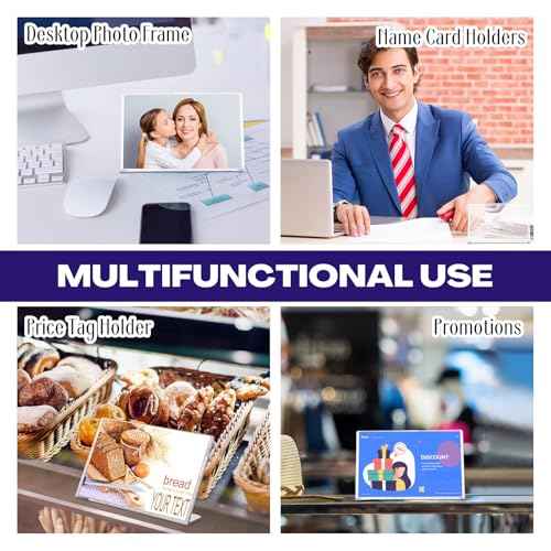 50 Pack Acrylic Sign Holder 4x6 Bulk Slanted Back Acrylic Holder Clear Plastic Picture Frames 4x6 Plastic Paper Sign Holders Clear Tabletop Stands for Display for Office, Home, Restaurant