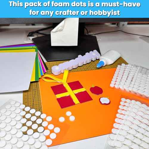1000Pcs Double Sided Adhesive Foam Dots, 2mm and 1mm Thick Tape for Craft, Card Making, Marked Candles, Scrapbook, Poster and DIY Projects