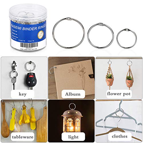 Binder Rings,KASEMI 100pcs Book Rings Assorted Sizes (1,1.5,2 inch)