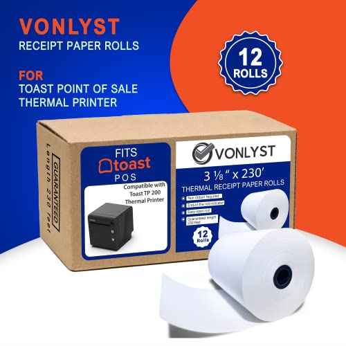 Thermal Printer Paper Roll for Toast TP200 Receipt Printer Point of Sale (12 rolls)
