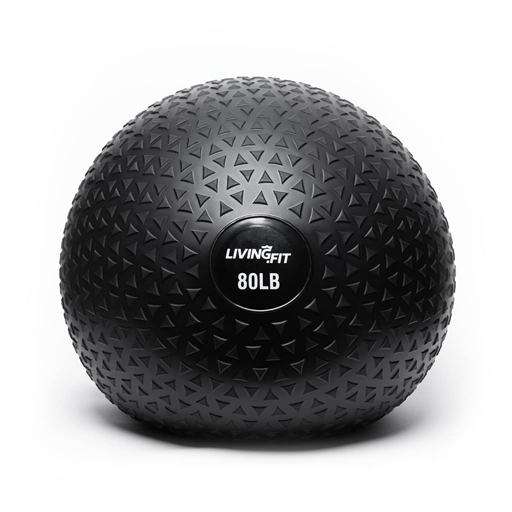 Living.Fit Slam Ball – Durable Heavy-Duty 80 LB Slam Ball for Strength Training, Crossfit, and Functional Fitness – Available in Multiple Weights – Non-Slip Grip, Versatile for Full-Body Workouts