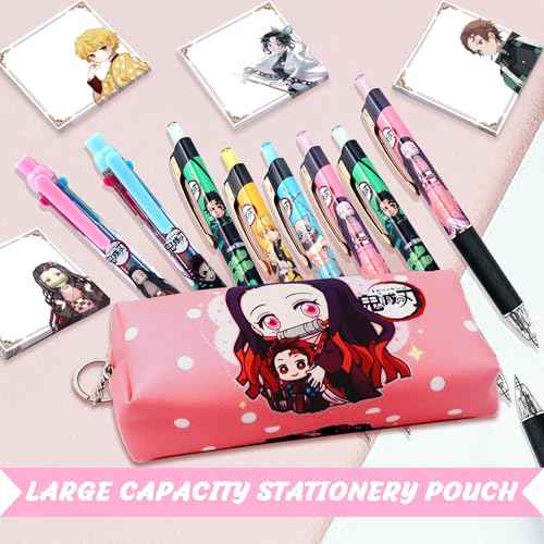 Anime Demon Merch Gifts£¬Kawaii Anime Stuff Cartoon Stationery Set School Supplies for Girls£¬Including Spiral Notebook Gel Pen Multicolor Pen Sticky Note...