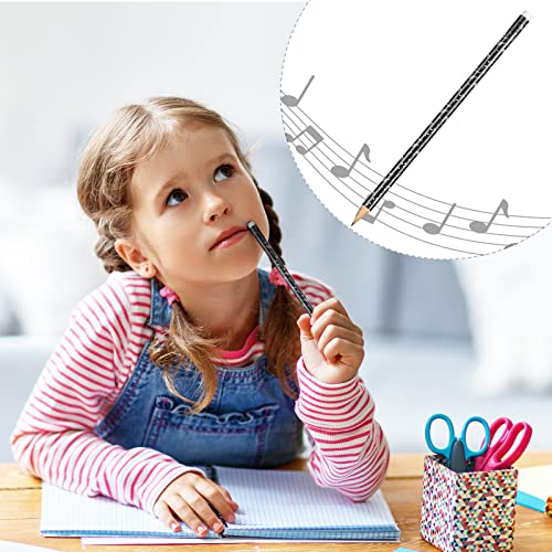 Chinco 200 Pieces Music Note Pencil Music Pencils Round Pencils Wooden Case with Eraser for Students Kids Classroom Favors Supplies