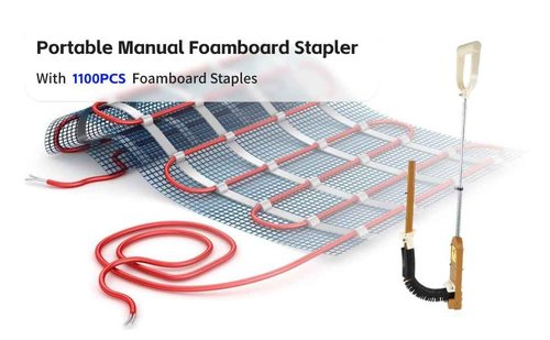 KINHUI PEX Stapler-Foamboard Stapler Kit with 1100 Pcs Foamboard Staples-Floor Radiant Heating System Installations, Stand Up Staple Gun for Foam Board, 1-1/2″ Staples for 1″ & 2″ Foamboard