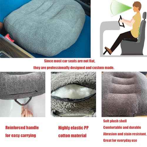 Super Thicken Car Seat Cushion for Adults-Car Booster Seat for Short Drivers-Increase The Field of View by 12cm/4.7in,Plush shell, breathable,with handle,easy to carry,for Cars,Office,Home(Light Gray£©