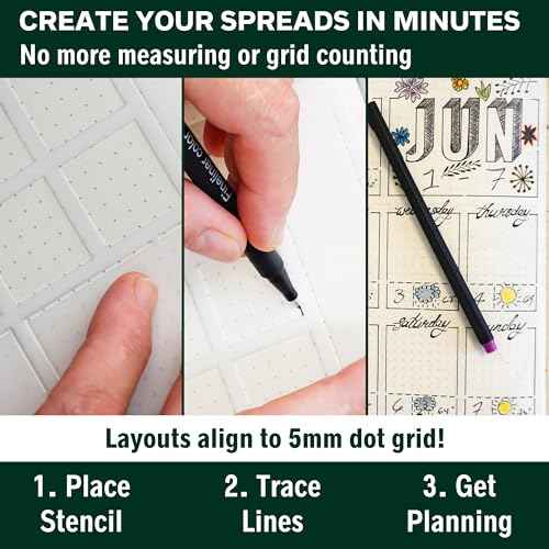 Speedy Spreads Journal Stencils (All Layouts Bundle) - x24 Planner Stencils for A5 Bullet Dot Grid Journal Notebook, Save Time on Weekly and Monthly Calendars, Habit Trackers by Sunny Streak