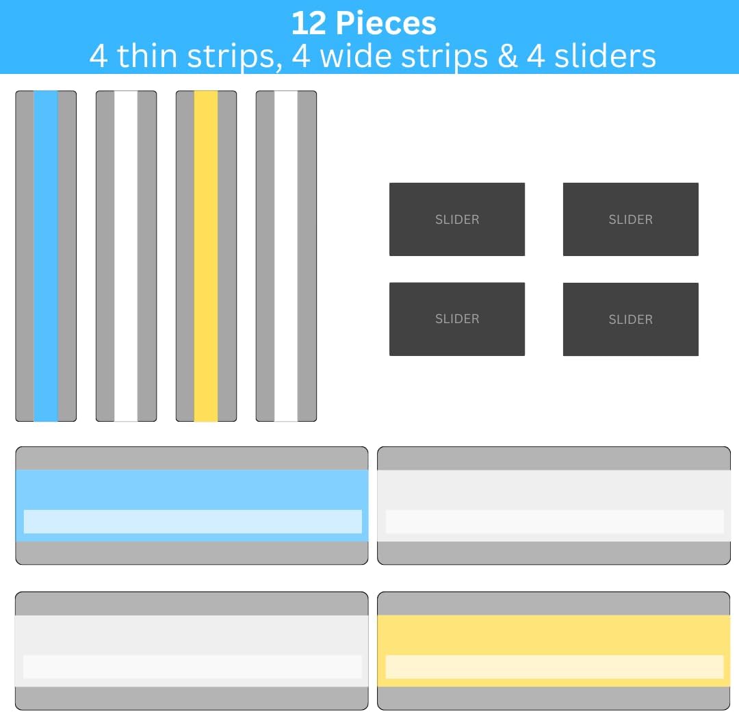 STEPUP Guided Reading Strips - Adjustable Slider Colored Overlays for Dyslexia & ADHD | Essential Classroom Tool