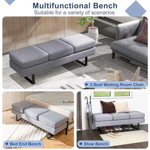 GIANTEX 3-Seater Waiting Room Chair Bench, 660 Lb Capacity, Upholstered Guest Bench