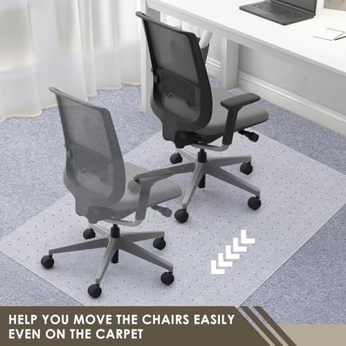 Azadx Heavy Duty Office Chair Mat for Carpet - 32" x 55" Hard Material Slip Resistant Floor Mat for Home Office Easy Glide