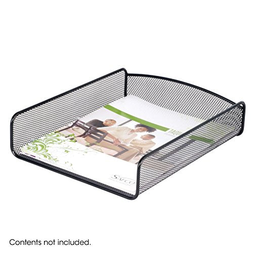 Safco Onyx Mesh Single Tray Desktop Organizer | Heavy Duty Steel | Powder Coat Finish | 11.75 x 9.25 x 2.5" | Office Supplies Organizer | Letter Trays & Stacking Supports | Black