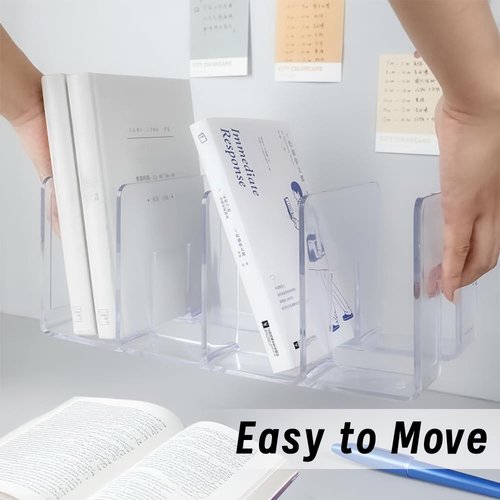 SHAIDOJIO 4 Pack Clear Acrylic File Organizer, Desktop File Sorter Purse Handbag Divided Organizer for Book, Envelopes, Mail, Document, Notebook, Office Supplies