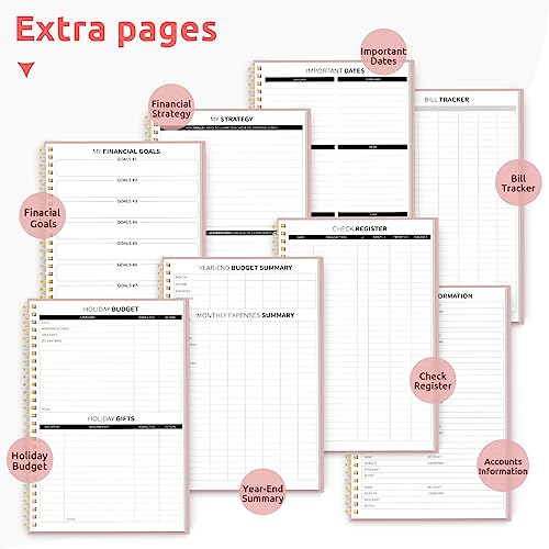 Budget Planner - Monthly Budget Book with Expense Tracker Notebook, Undated Bill Organizer & Finance Planner to Take Control of Your Money, 2025-2026 Account Book to Manage Your Finances-Pink