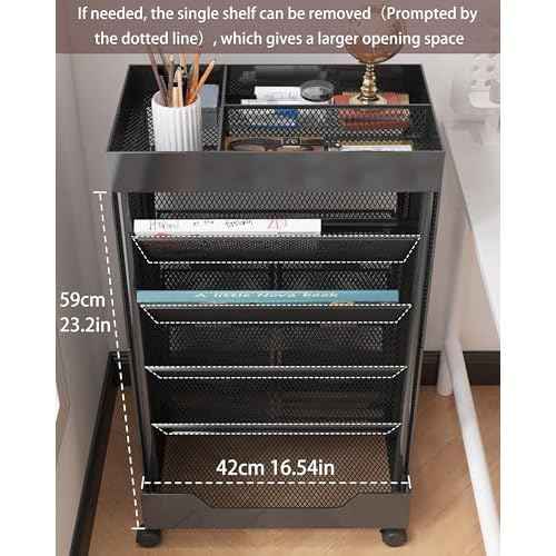 UMDONX Rolling Book Cart Double-Sided Large Capacity Bookshelf on Wheels for Home, Office, Classroom ? Holds A4, Letter, and Legal-Size Documents
