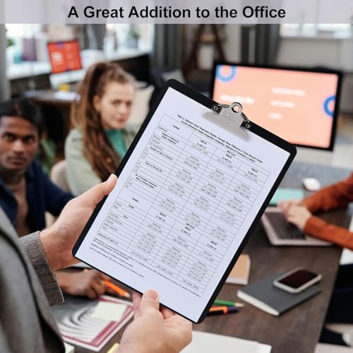 ZCZN Black Metal Clipboard 12 x 9 Inches Heavy Duty Aluminum Clipboards A4/Letter Size with High Capacity Clip