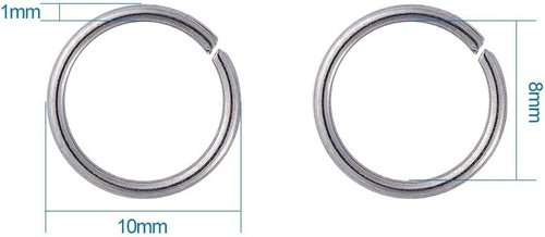 KISSITTY 10mm Stainless Steel Open Jump Rings - 2000pcs for Chainmail Jewelry Making