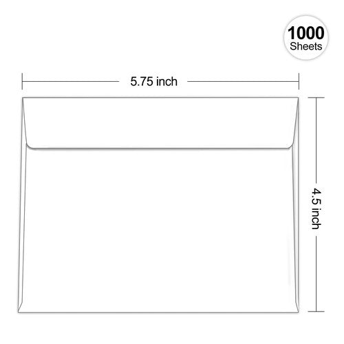 1000 Pack White A2 Envelopes Self Seal, Goefun Printable 4.5x5.75 Envelopes for Invitations, Weddings, Baby Showers, Photos, Postcards, Greeting Cards, Mailing, Graduations