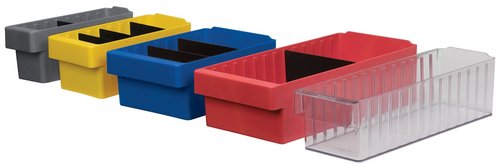 Akro-Mils 31168 AkroDrawer Stackable Plastic Storage Drawer Storage Bin, (17-5/8-Inch x 5-9/16-Inch x 4-5/8-Inch), Blue, (6-Pack)