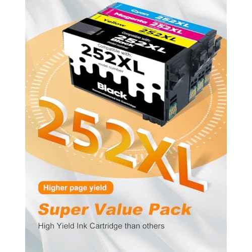 MILEKO 252XL Ink Cartridges Remanufactured for Epson 252 Ink Cartridge 252 XL T252XL T252 Use for Workforce WF-3640 WF-7720 WF-3620 WF-7710 WF-7620 WF-7610 Printer (Black Magenta Yellow Cyan, 4-Pack)