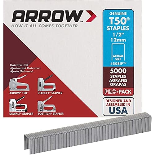 Arrow Fastener 508IP Genuine T50 1/2-Inch Staples, 15,000-Pack