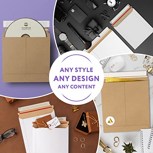 White Kraft Rigid Mailers, 17 x 21 Inches. Pack of 10 Paperboard Envelopes. Sturdy Stay Flat Mailers with Self-Seal Closure. Recyclable Hard Envelopes for Mailing. Stayflat Mailer