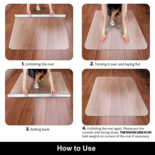 Kuyal 36" x 48" Office Chair Mat for Hard Floors - Rectangle, Anti-Slip, Eco PVC