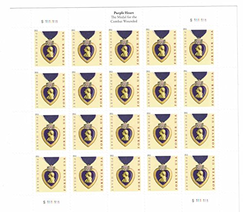 USPS Purple Heart Forever Stamps - 100 Self-Stick Sheets of 20 - Military Honor