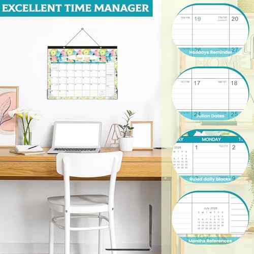 2026 Desk Calendar - JAN 2026 - DEC 2026, 2026 Calendar, 12 Monthly Calendar, 17" x 12", Desk/Wall Calendar 2026 with Desk Pad, Ruled Blocks, To-do List & Notes, Tear Off, Twin-Wire Binding, Large Desk Calendar for Home & Office Organizing - Floral