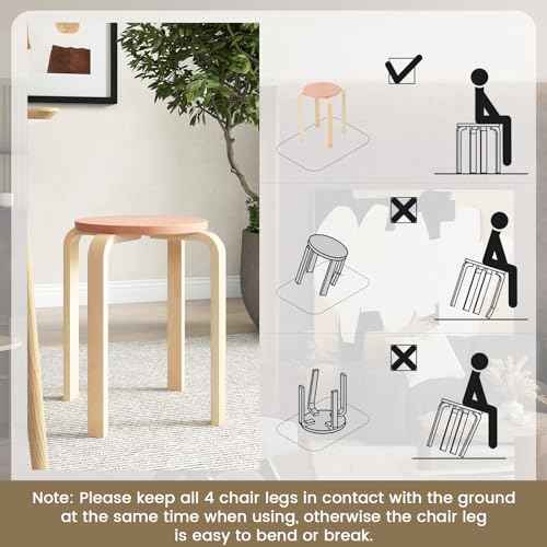 Giantex Bentwood Stackable Stools Set of 4, 18" Round Stacking Backless Nesting Stools, School Chairs, Flexible Seating for Classroom Elementary, Students, Adults, Kitchen, Dining Room