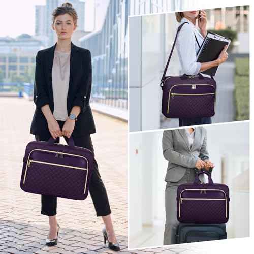 NEWHEY Laptop Bag 17.3 Inch Laptop Briefcase for Women Men Waterproof Shoulder Messenger Bag Large Computer Bag for Business Office Work College, Purple